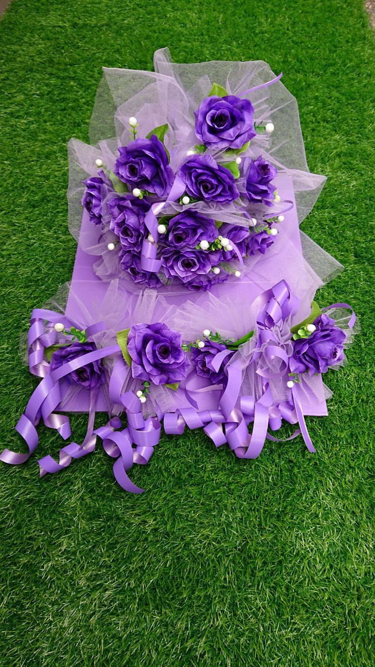 Handcrafted Bridal Wedding Car Decorations Front Bonnet Flowers Ribbon Flower Floral Silk Artificial Bouquet Centerpiece Acar009