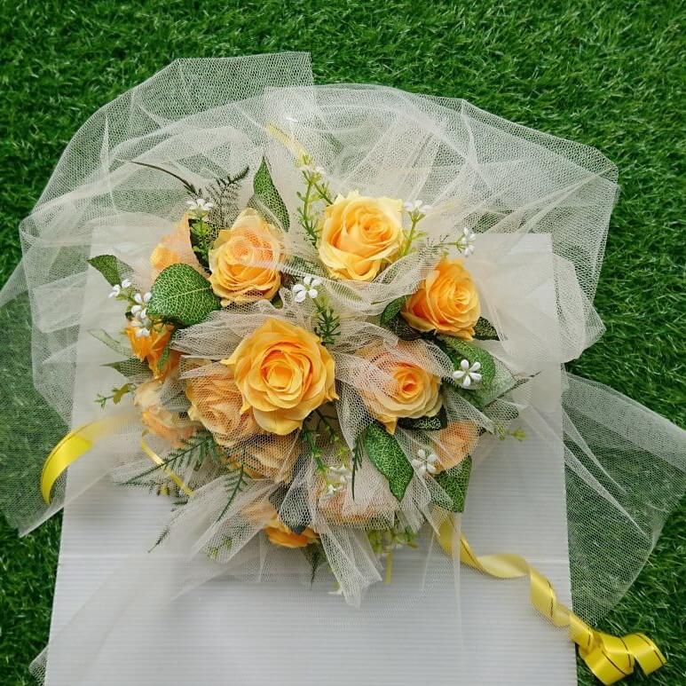 Classic Wedding Car Flowers – Artificial Floral Arrangements with Netting