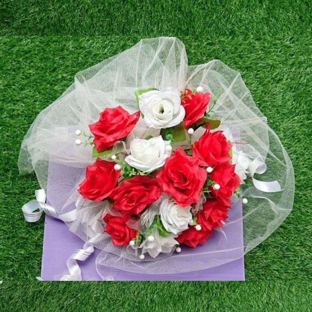 Classic Wedding Car Flowers – Artificial Floral Arrangements with Netting