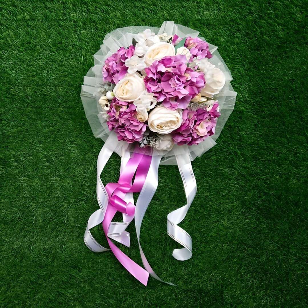 Handcrafted Bridal Wedding Car Decorations Front Bonnet Flowers Ribbon Flower Floral Silk Artificial Bouquet Centerpiece