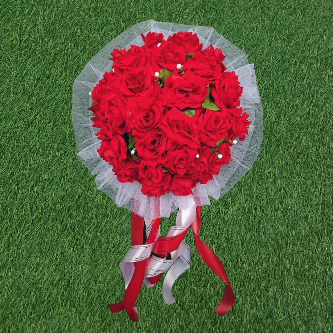 Handcrafted Bridal Wedding Car Decorations Front Bonnet Flowers Ribbon Flower Floral Silk Artificial Bouquet Centerpiece