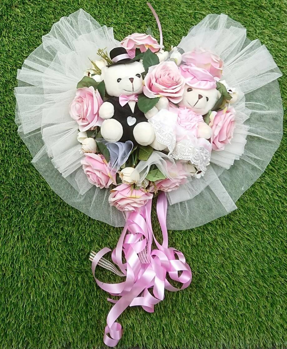 Alton Flowers plush wedding car floral plushie with bridal-themed decorations and colorful floral accents.