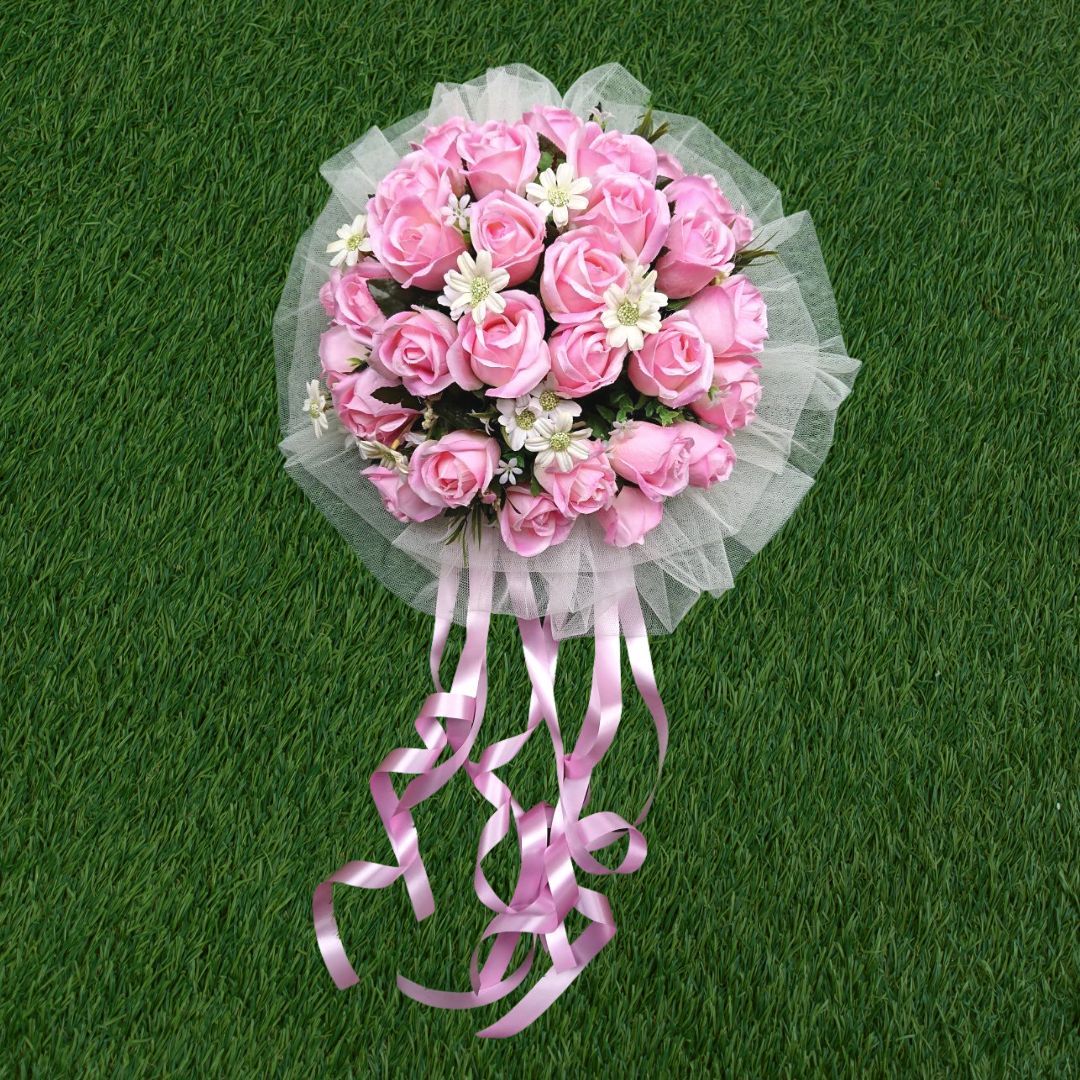 Handcrafted Bridal Wedding Car Decorations Front Bonnet Flowers Ribbon Flower Floral Silk Artificial Bouquet Centerpiece