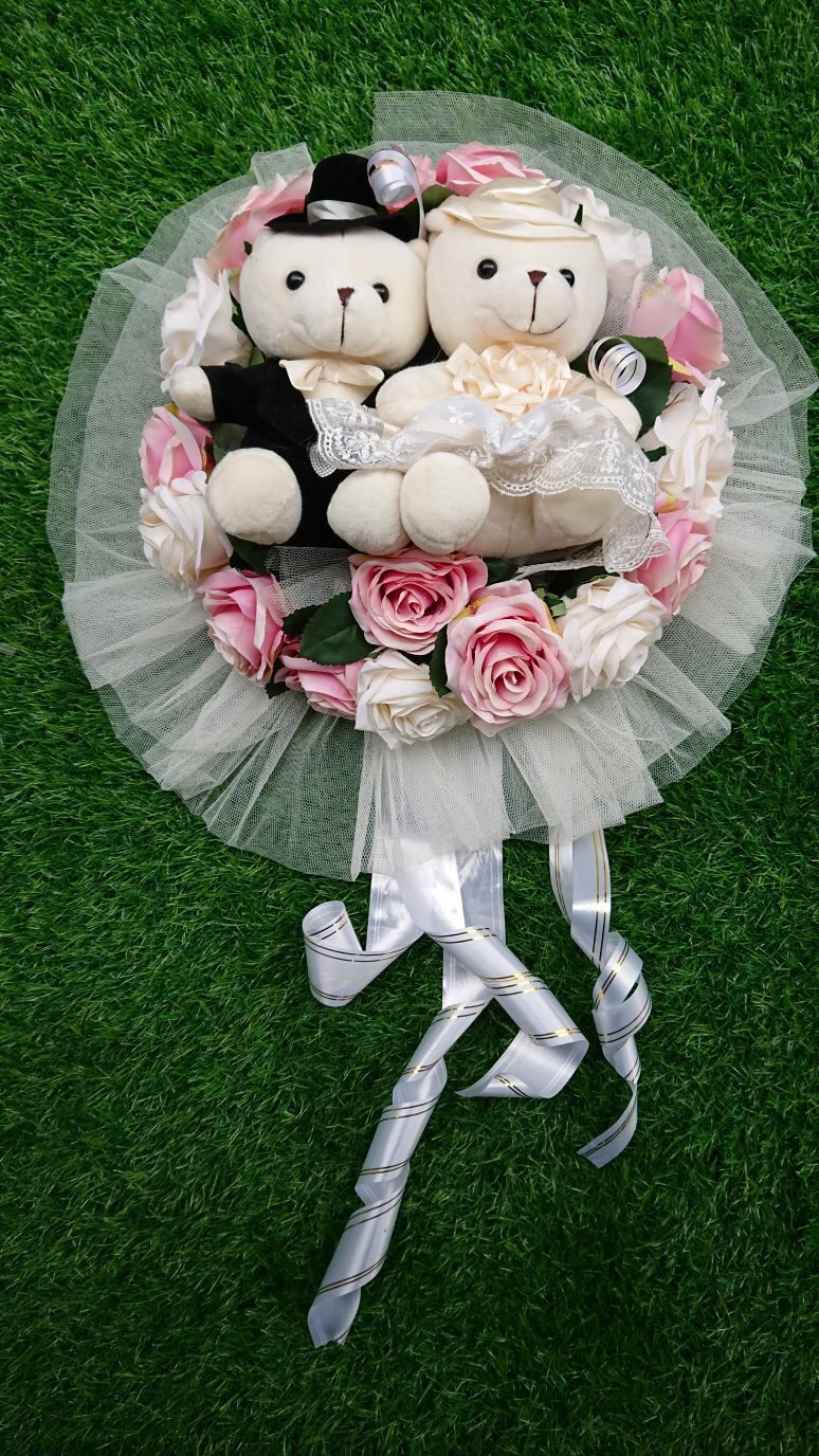 Handcrafted Bridal Wedding Car Decorations Front Bonnet Flowers Ribbon Flower Floral Silk Artificial Bouquet Centerpiece
