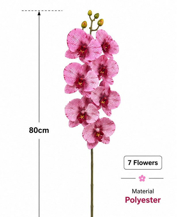 Artificial Cybidium orchid flower stalk with seven flower heads, from Alton Flowers, in vibrant colors.