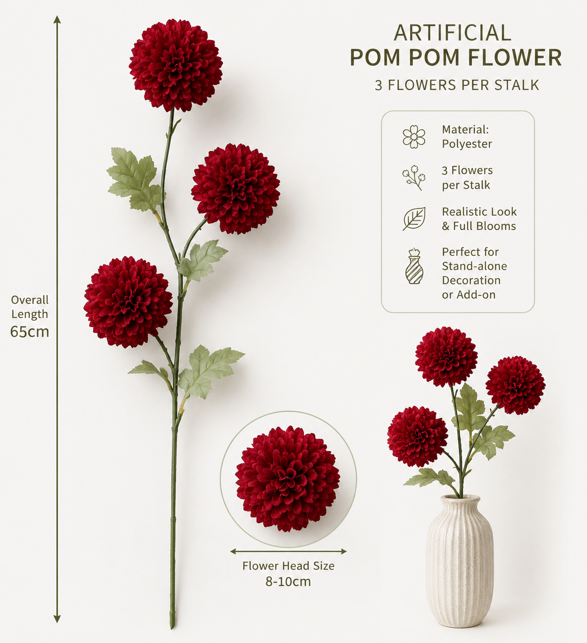 Artificial flower pom-pom arrangement by Alton Flowers, vibrant floral décor with colorful pom-poms for home or event decoration