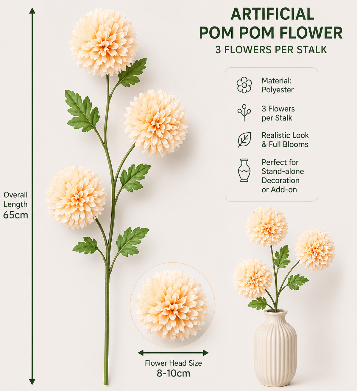 Artificial flower pom-pom arrangement by Alton Flowers, vibrant colorful floral décor for home or event decoration.