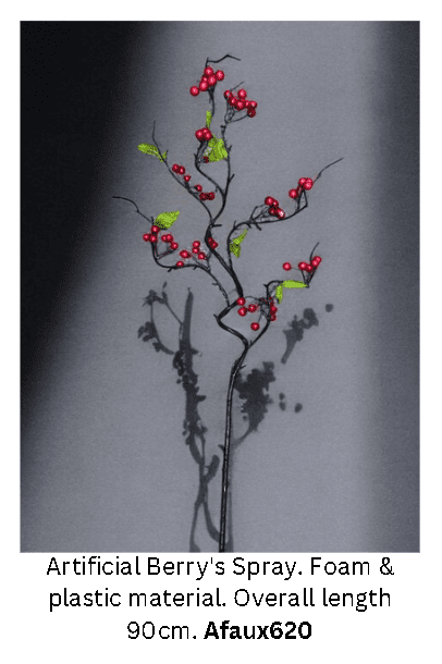 Artificial Berry Bunch, Flowers, Garlands, Shrubs, Plants Afaux620-1-Red