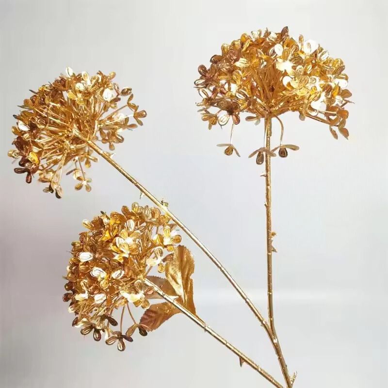 Flower golden hydrangea x3 per stalk artificial Afaux651