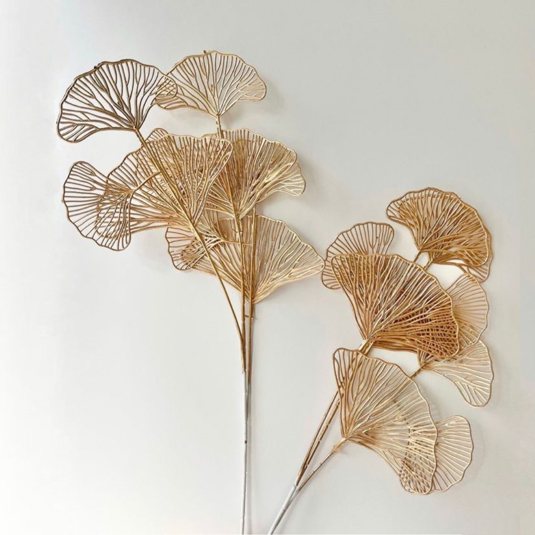 Flower Coral Leaves Gold Spray, plant, home decor, events Afaux686
