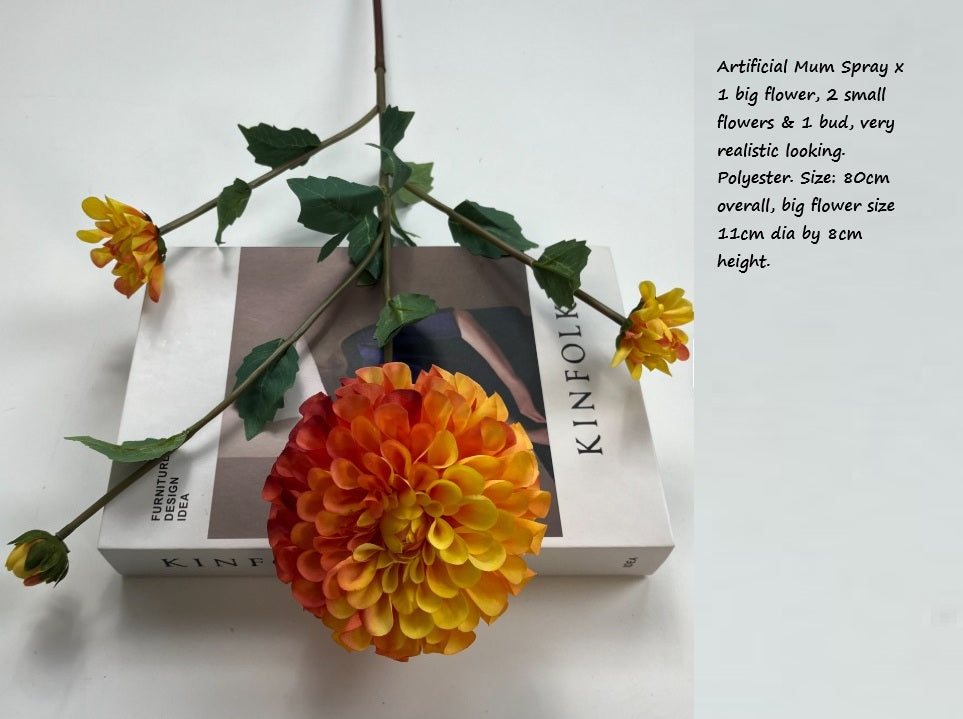 Artificial Flower Mum Spray, home decor, garden, events
