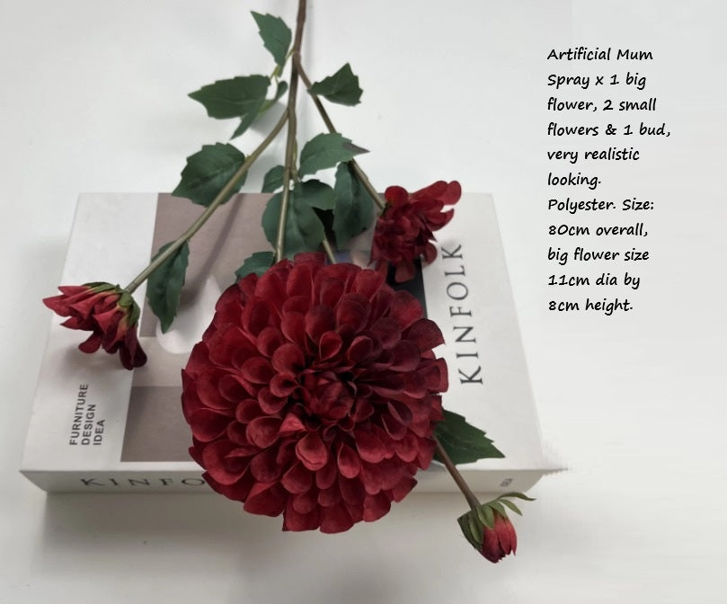 Artificial Flower Mum Spray, home decor, garden, events