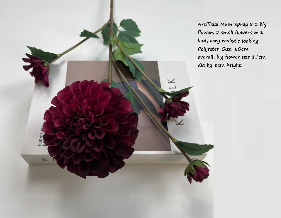Artificial Flower Mum Spray, home decor, garden, events