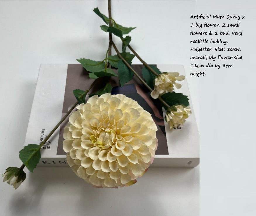 Artificial Flower Mum Spray, home decor, garden, events