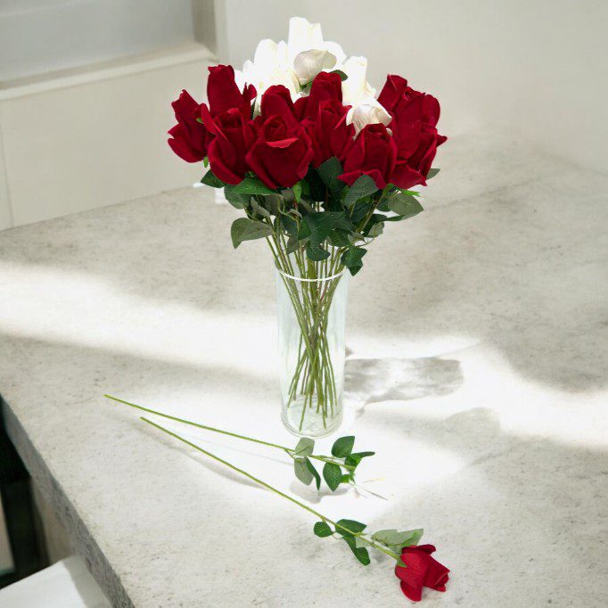 Artificial Flowers Silk Rose Buds Fake Flora for Bridal bouquet Valentine's Day Gift Birthday Wedding Home Table Decor Afaux742