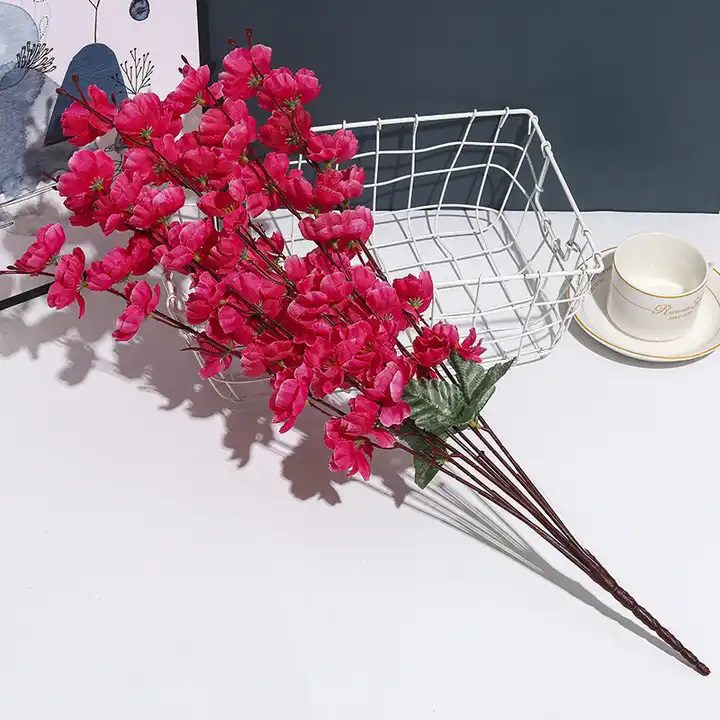 7 Branches Peach Cherry Blossom Artificial Flowers Bouquet Afaux754