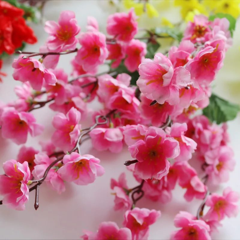 7 Branches Peach Cherry Blossom Artificial Flowers Bouquet Afaux754