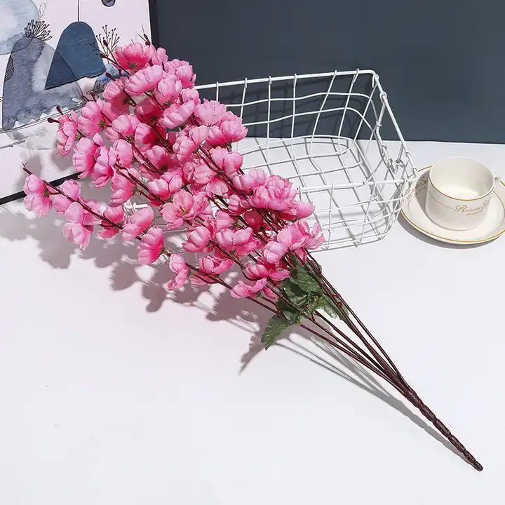 7 Branches Peach Cherry Blossom Artificial Flowers Bouquet Afaux754