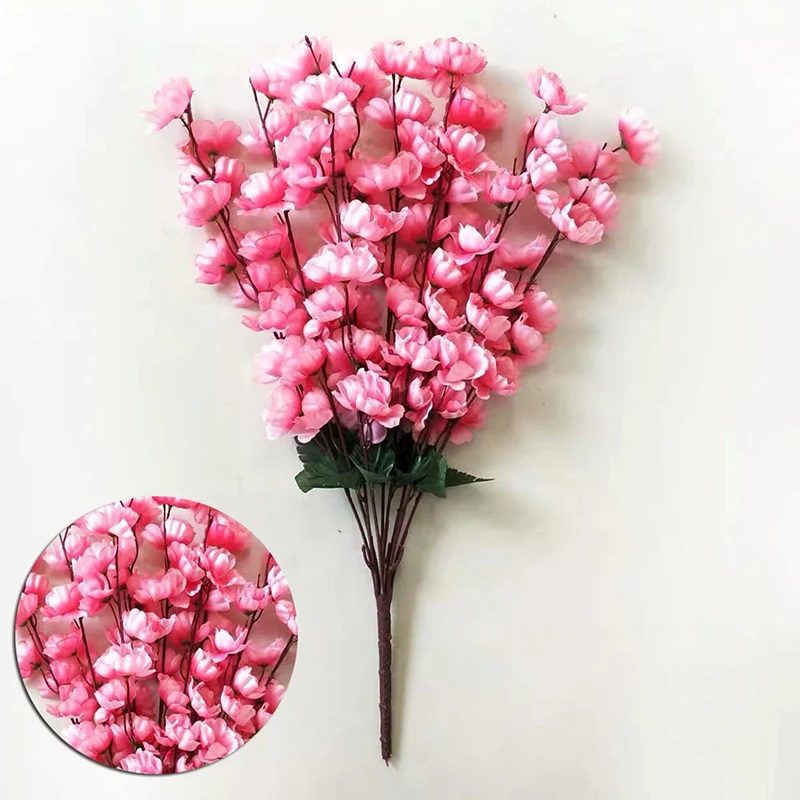 7 Branches Peach Cherry Blossom Artificial Flowers Bouquet Afaux754