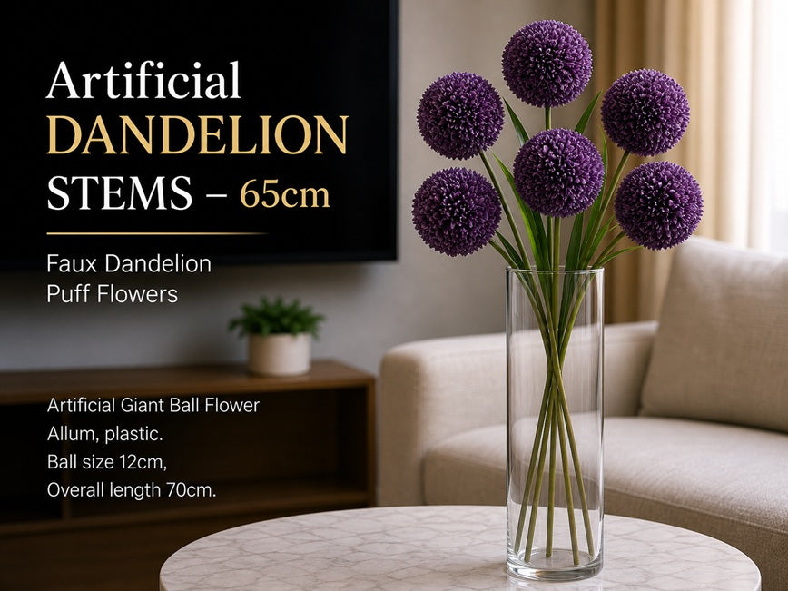Artificial giant allium ball flower by Alton Flowers, with vibrant purple blooms and realistic floral details.