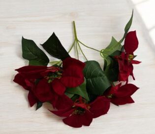 Flower Poinsettia x5 heads, Artificial, home decor, garden, events Afaux764