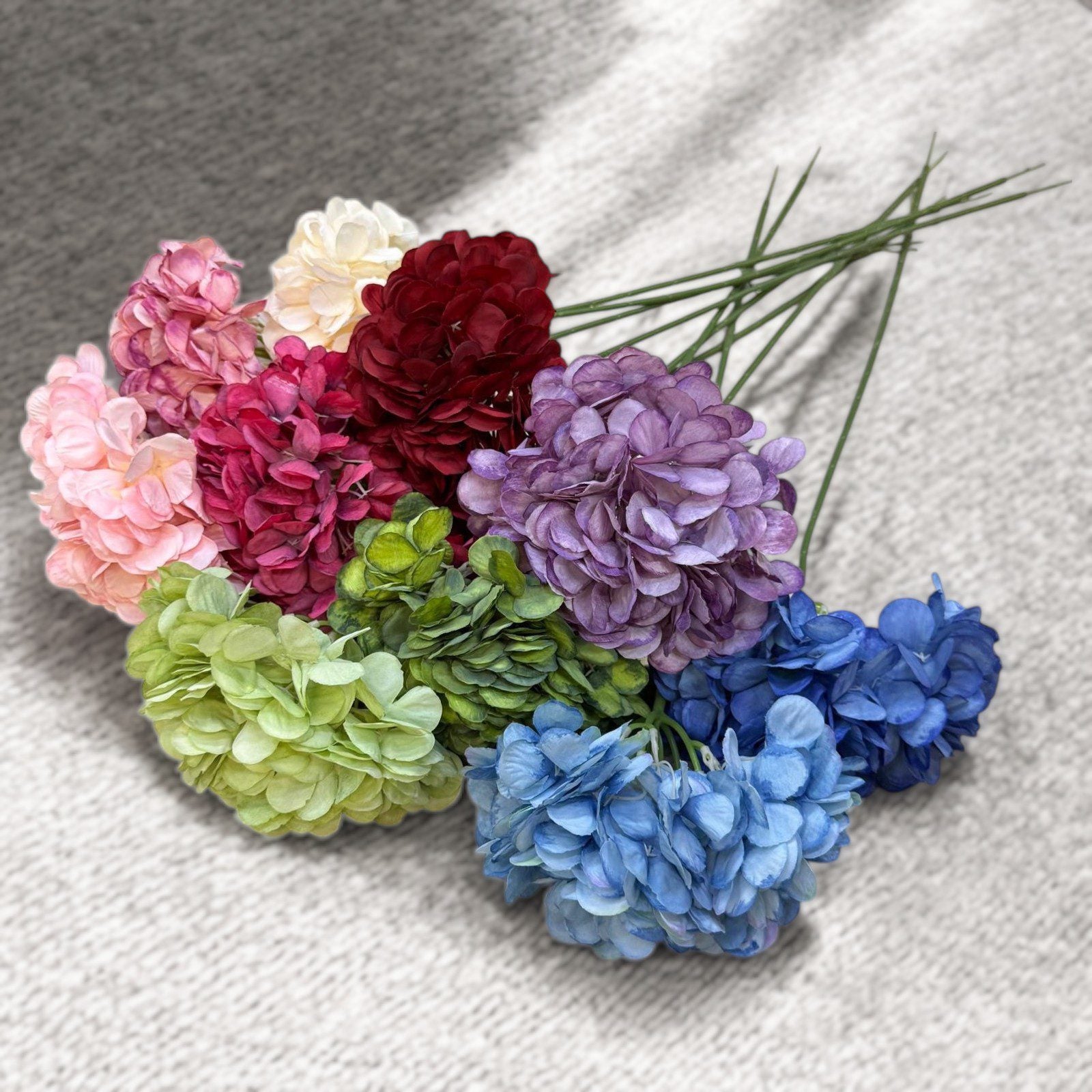 Elegant Artificial Hydrangea Stem – Lush Blooms in 11 Stunning Colors Afaux789