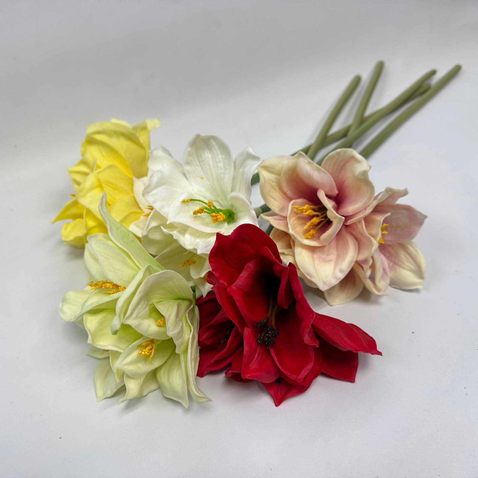 Artificial Real-Touch Amaryllis – 55cm Soft Faux Flowers, 5 Colors Afaux793
