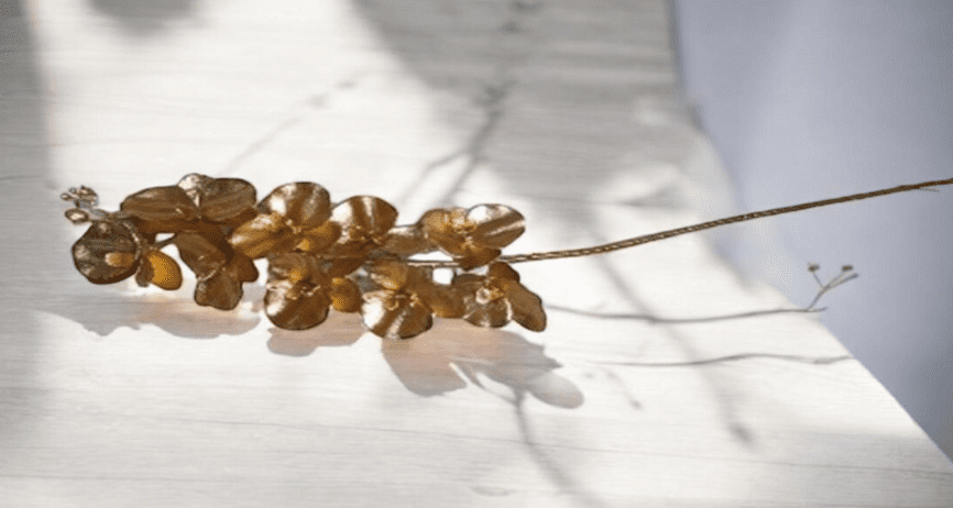 12 pcs Plant Artificial Orchid Gold Stalk, Home decor, flower arrangement, events Afaux805 x12pcs
