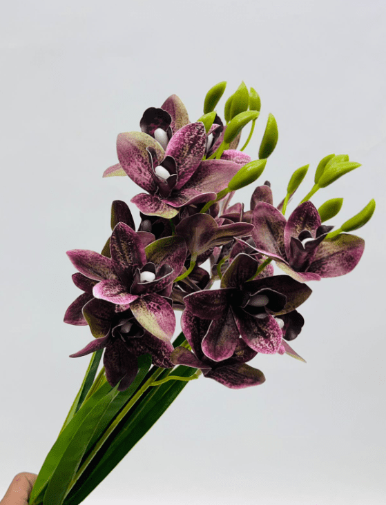 Artificial Cymbidium Orchid Bush – 55cm Faux Orchid Bouquet, 8 Colors Afaux806