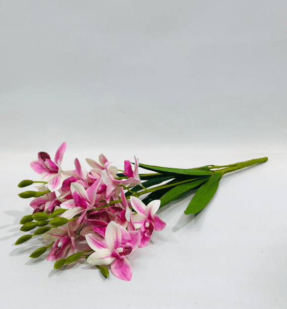 Artificial Cymbidium Orchid Bush – 55cm Faux Orchid Bouquet, 8 Colors Afaux806