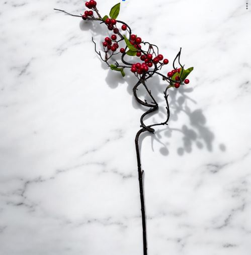 Artificial stem  , red berries on the steam Afaux812 x12pcs