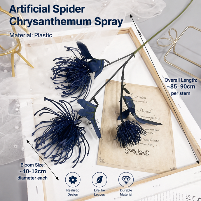 Artificial Spider Chrysanthemum Spray, faux flowers