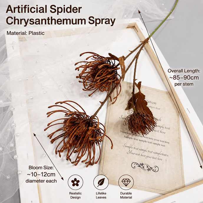 Artificial Spider Chrysanthemum Spray, faux flowers