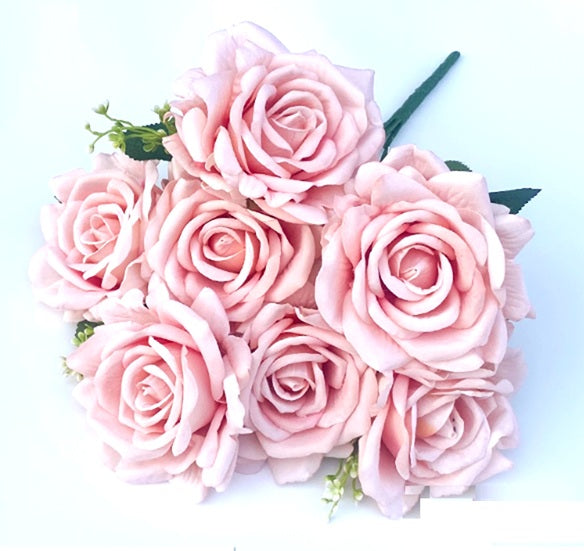 Artificial Flower Rose Bush x7 Flower Heads Afaux831