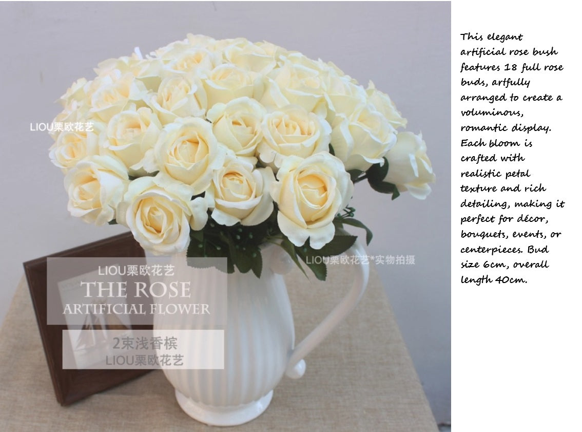 Artificial Rose Bouquet – 18 Buds Bush Polyester Material Afaux832