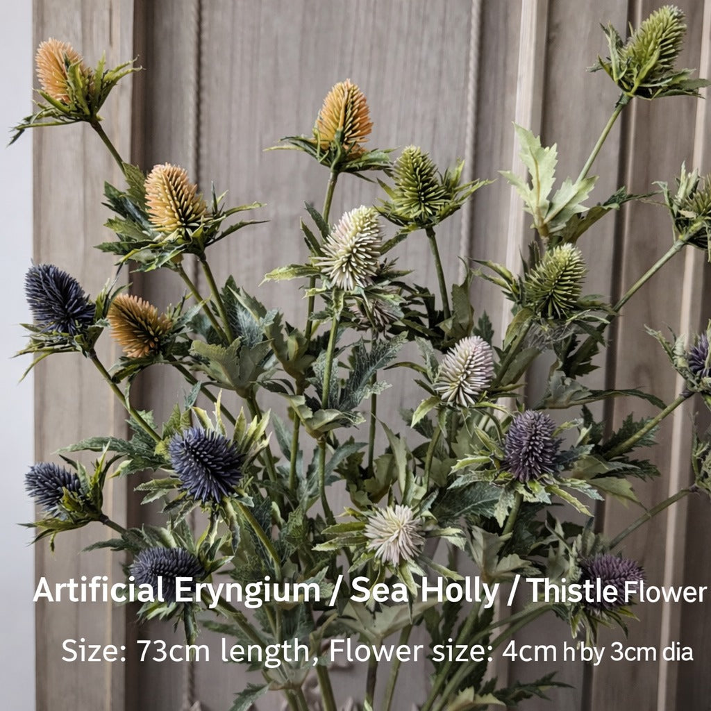 Artificial Flowers Eryngium (Sea Holly) Stem – Premium Thistle Flower Afaux843