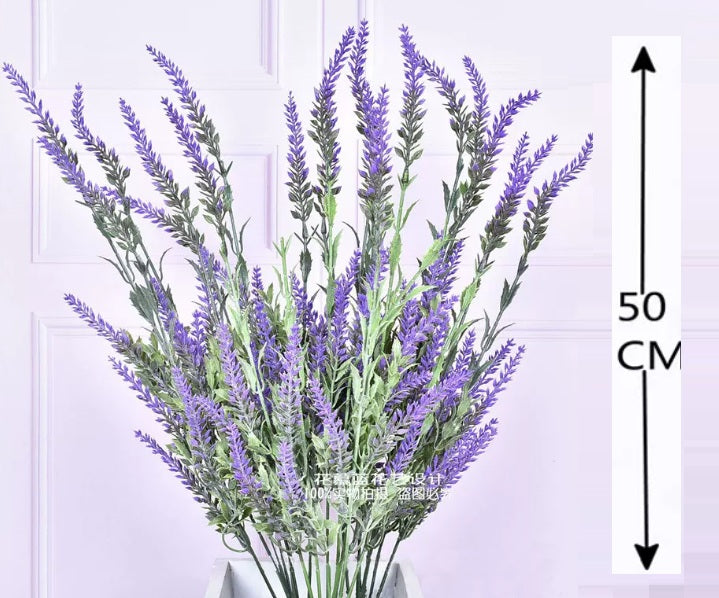 Artificial lavender bush by Alton Flowers, 50cm tall with realistic purple lavender blooms and green foliage.