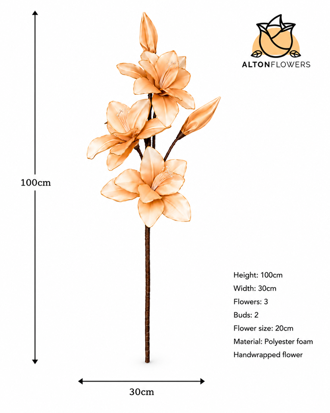 Beautiful handcrafted foam flower stem in a luxurious tone