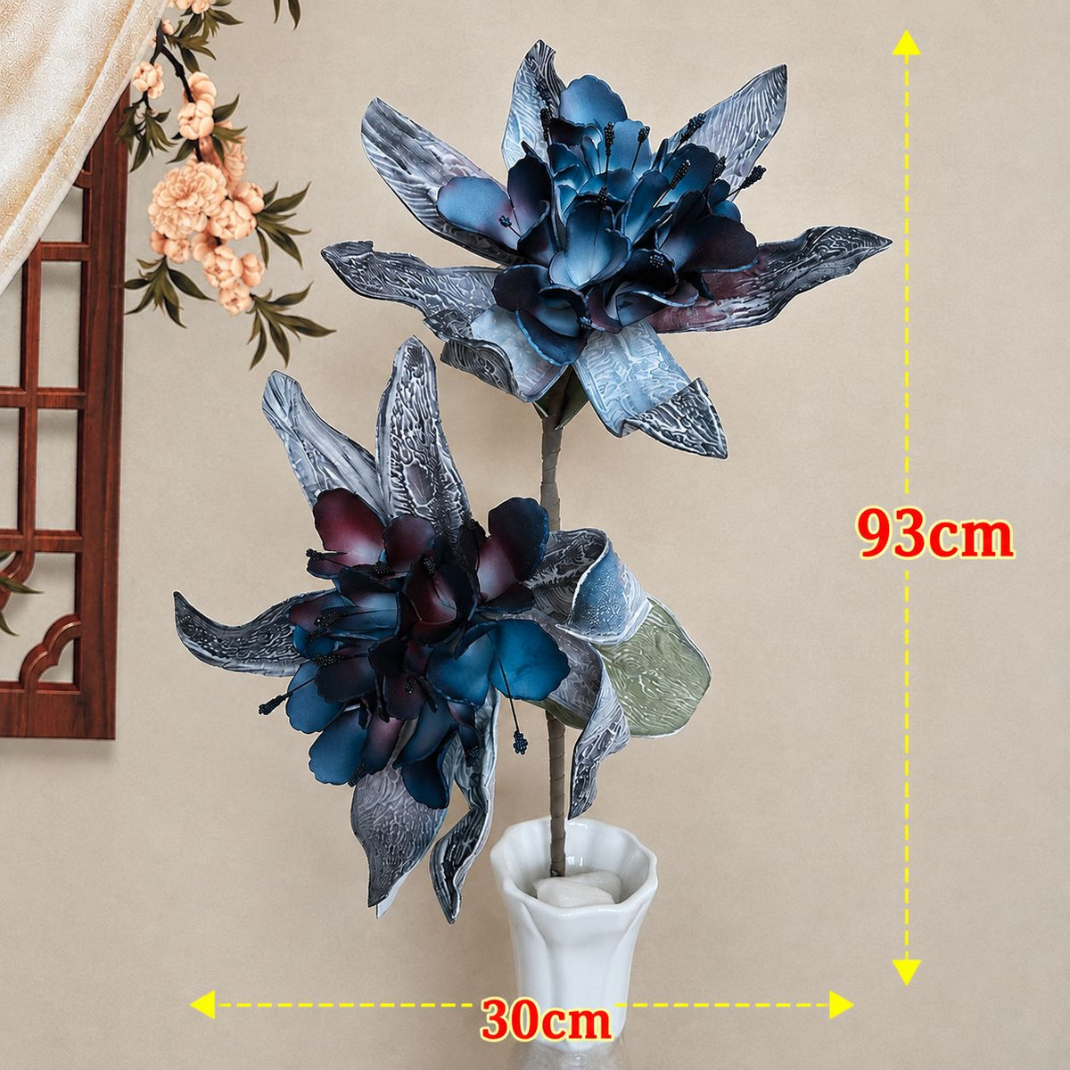 Artificial Enchanted Lily - 93cm Tall 2-Head Faux Lily Stem | Decorative Silk Flower for Home Decor Afaux854-1 Bur