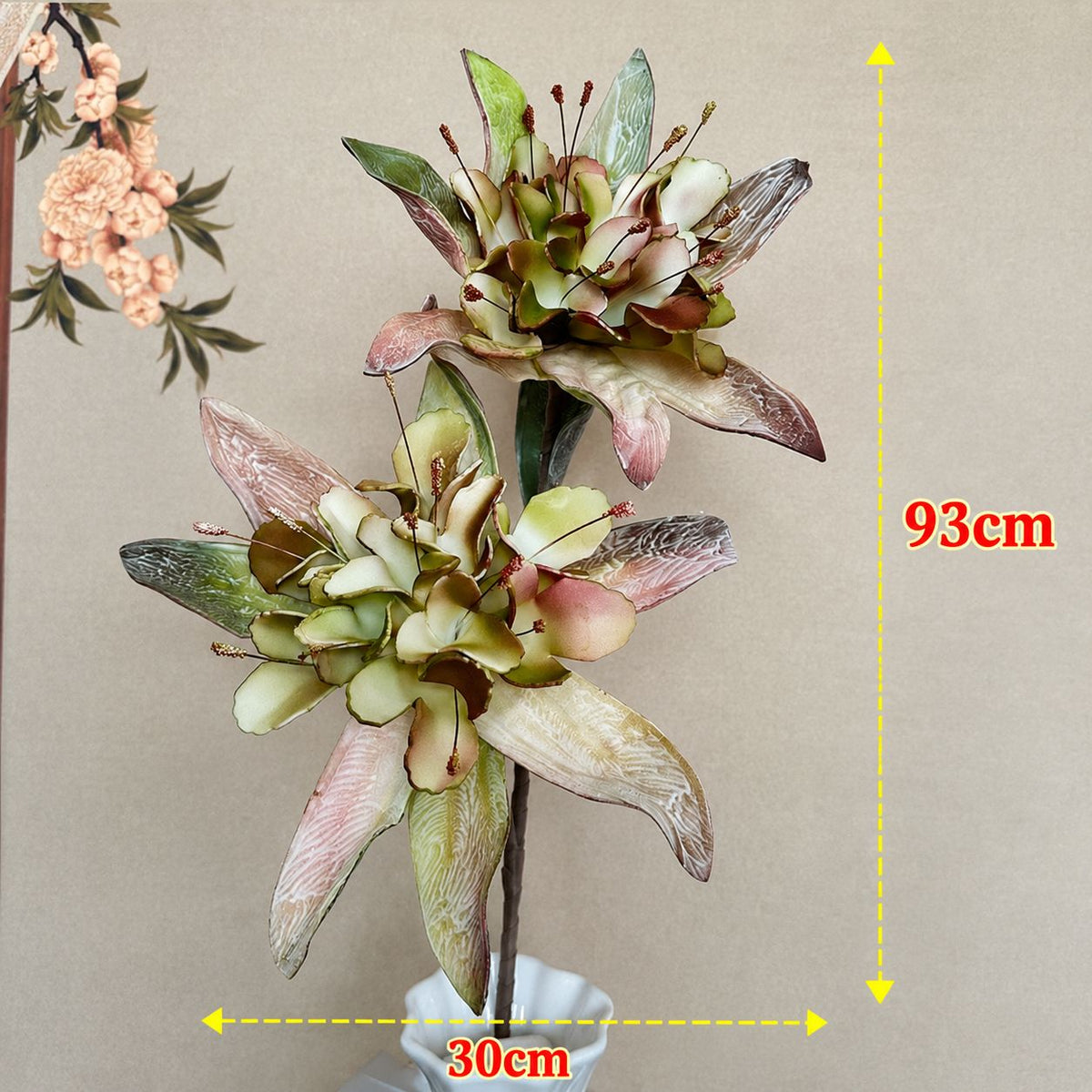 Artificial Enchanted Lily - 93cm Tall 2-Head Faux Lily Stem | Decorative Silk Flower for Home Decor Afaux854-1 Bur