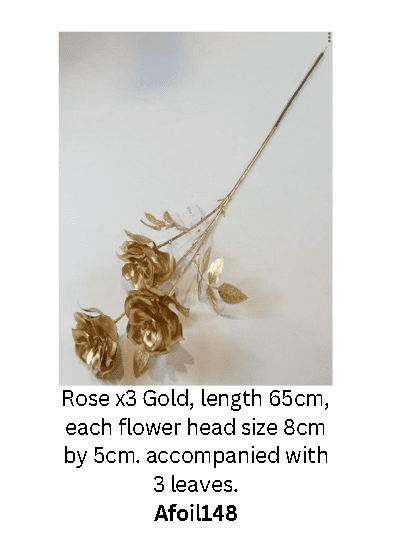 Flower Rose Gold x3 Artificial Afoil148