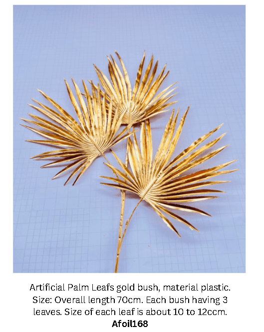 Plant Artificial Palm Leafs Gold, Home decor, flower arrangement, events Afoil168