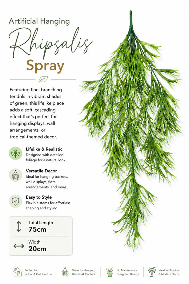 Artificial Rhipsalis spray with lush green foilage, perfect for decorative greenery arrangements, by Alton Flowers.