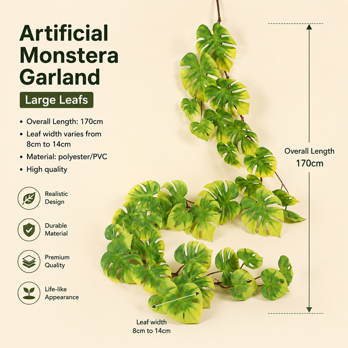 Artificial Leaf Monstera Garland Large Leafs