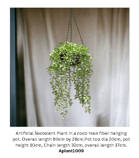 Artificial Succulent Plant in a coco husk fiber hanging pot, home decor, garden, events Aplant1009