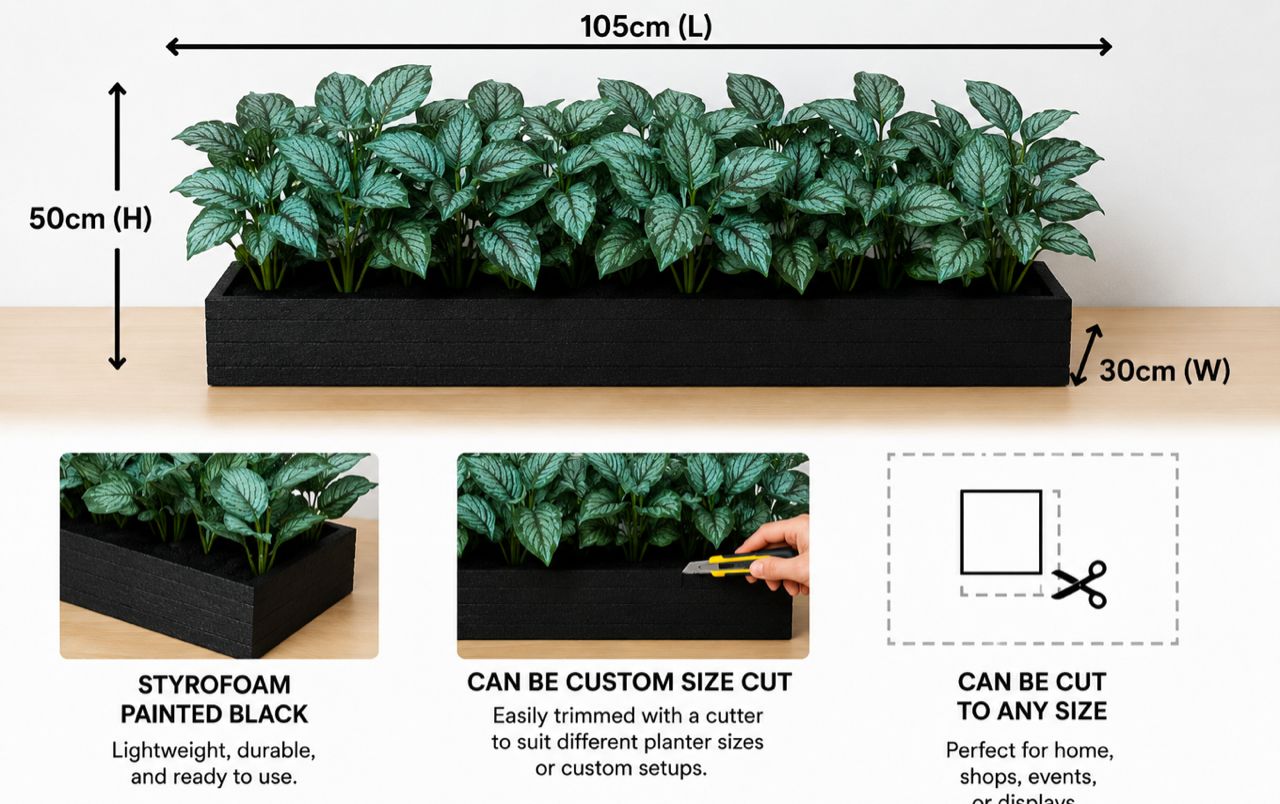 Assorted 28cm artificial plants from Alton Flowers displayed in a planter pot for home decor, events, and garden decoration.