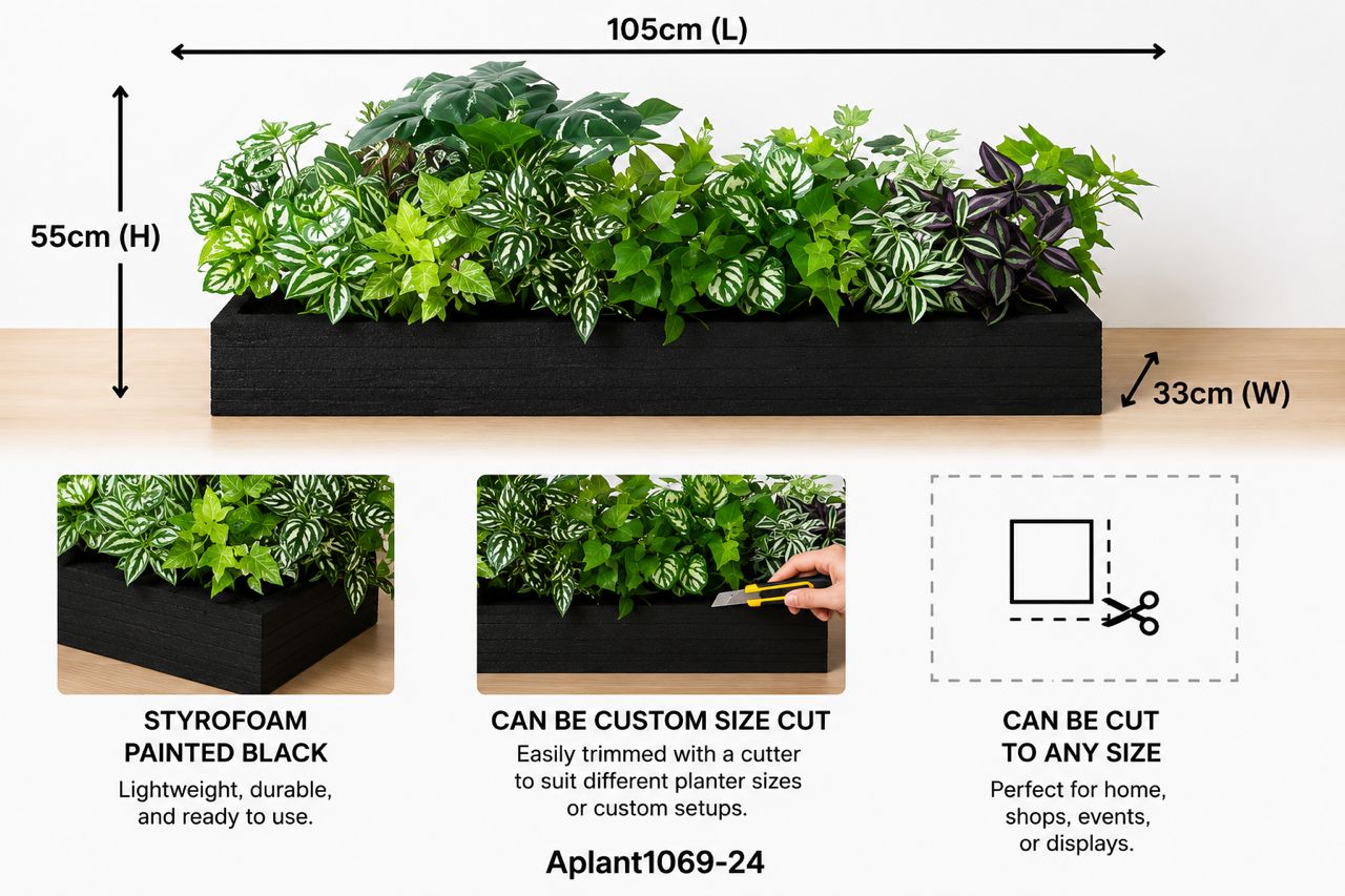 Assorted 28cm artificial plants in a planter pot for home decor, events, and garden decoration by Alton Flowers.