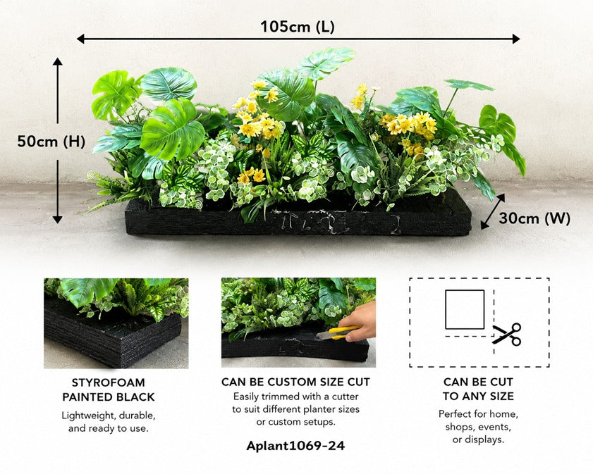 Assorted 28cm artificial plants in a planter pot, home decor or event decoration by Alton Flowers
