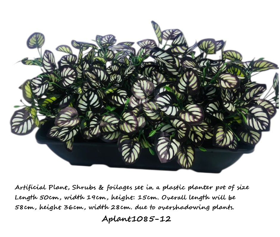 35cm Artificial Plant Mini Eucalyptus Bush Foliage in Plastic Rectangle Planter Pot Aplant1085