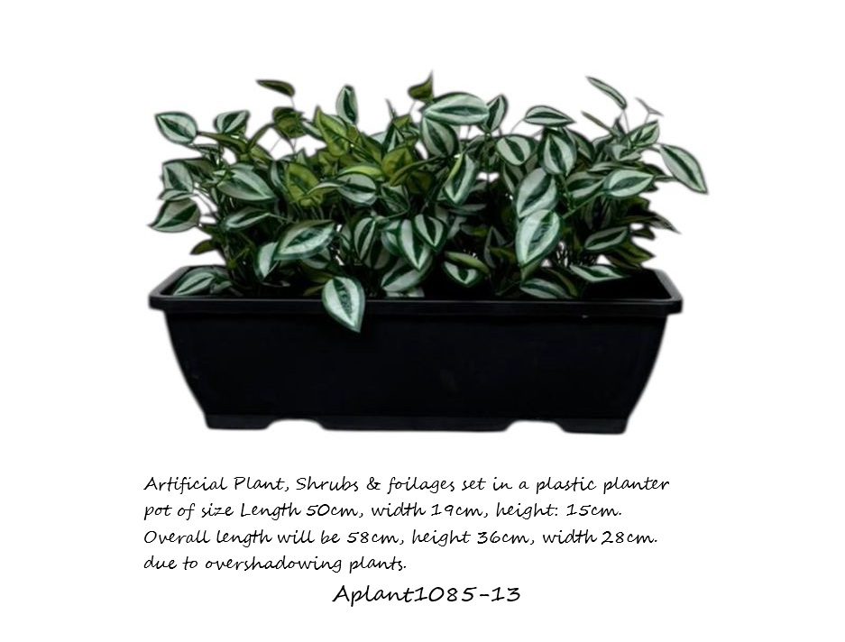 35cm Artificial Plant Mini Eucalyptus Bush Foliage in Plastic Rectangle Planter Pot Aplant1085